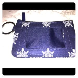 Vera Bradley Keychain Wallet Navy with  Turtles